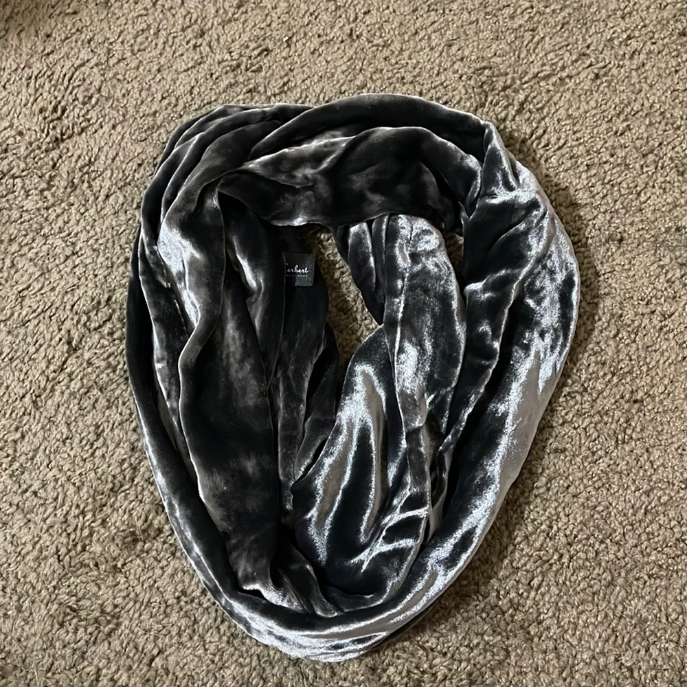 Grey velvet infinity scarf